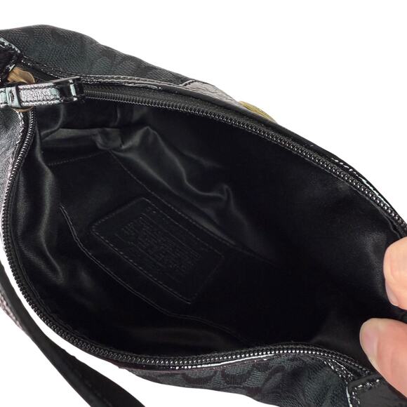 Coach Signature Back Canvas Patent Demi Mini Ergo Baguette Purse Bag 41066 - Picture 15 of 16